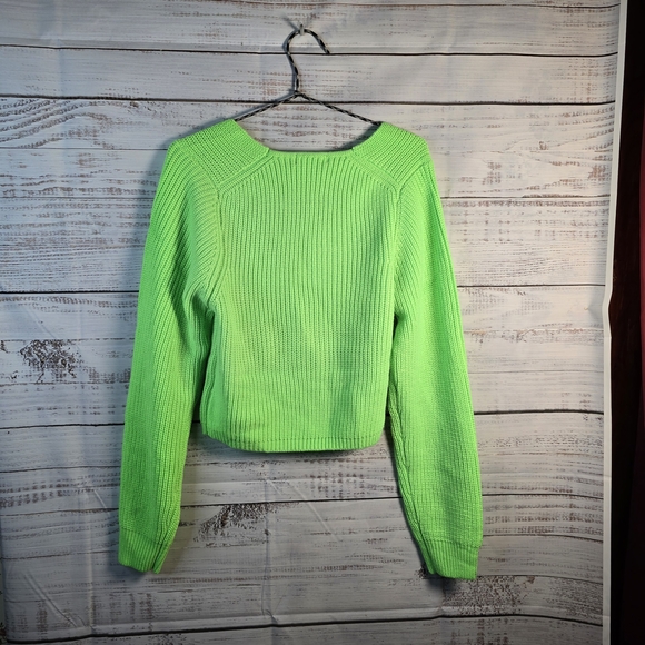 NWT Steve Madden Neon Crop Knit Sweater | Bold Y2K Vibes Womens Size Large - Picture 3 of 6